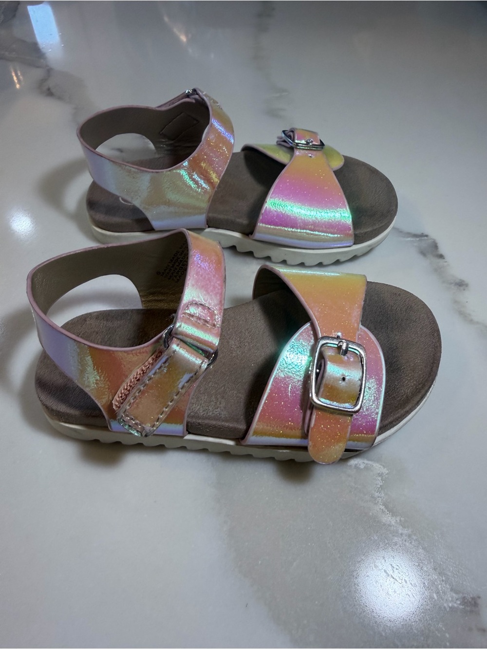 Cat & Jack Iridescent Pink Pearl Kids Buckle Sandals - Target - Picture 12 of 15
